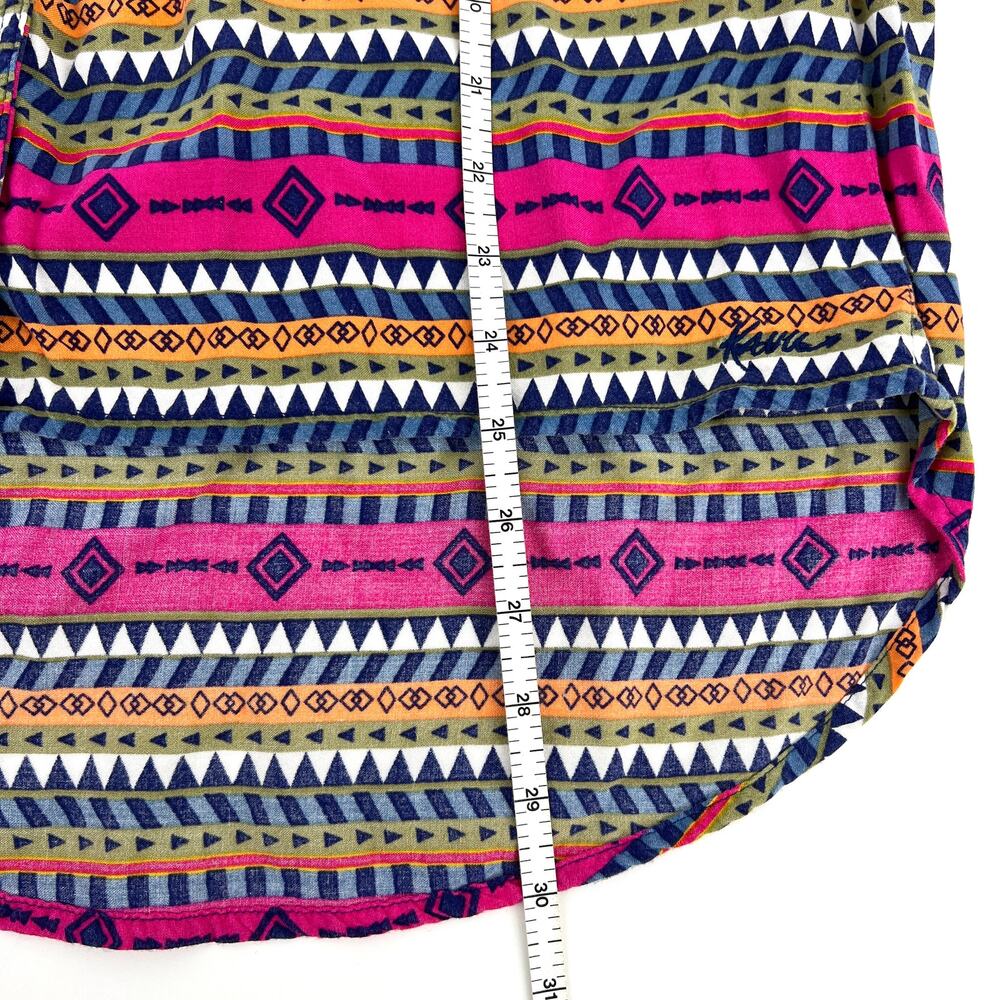 Kavu Multicolor Aztec Pattern Button Up Hi Low Ta… - image 4